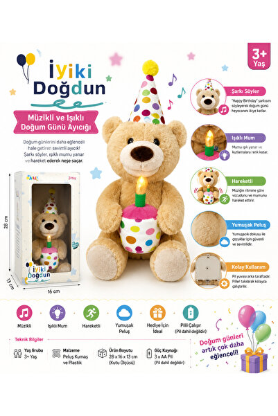 HALLEY TOYS Halley İyiki Doğdun Müzikli ve Işıklı Doğum Günü Ayıcığı – Hareke...