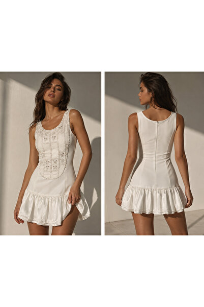 Stone Taşlı white stones dress