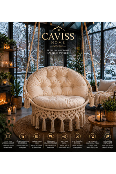 cavisshome Caviss Home Makrome Salıncak Minderi Bahçe Mobilyaları