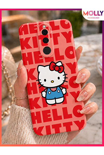Molly REDMİ 8 İçin Pamuk Şeker Hello Kitty Desenli Silikon Kılıf