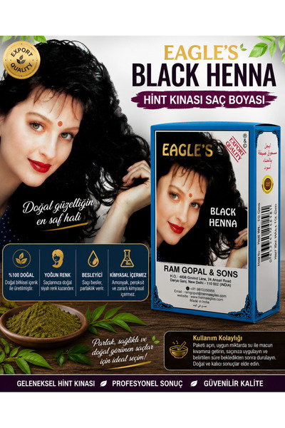Genel Markalar Black Henna Hint Kınası Saç Boyası Siyah Renk 6’lı Kutu Doğal ...