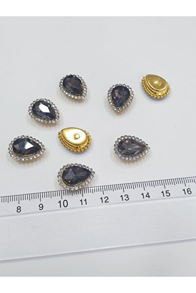 CRYSTALSHOP Cu pietre pe margine - Gri Damla 15*20mm (50 BUCĂȚI)