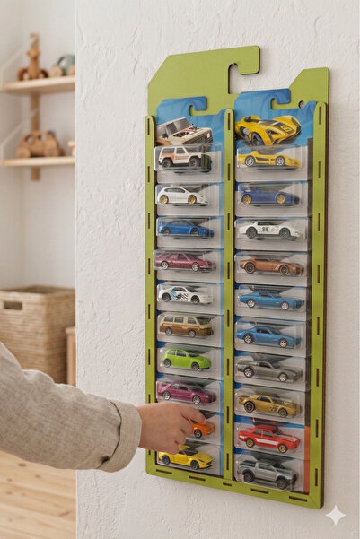 My Kids Room 20 Araba Sergileme Rafı – 20'li Regular Kart Standı | Ahşap Kole...