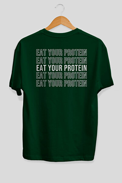 Ankhises Μπλουζάκι Eat Your Protein με Μεγάλη Στάμπα στην Πλάτη, Πράσινο, 100...