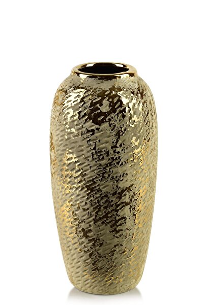 MONDEX Vază ceramică YARINE GOLD 12x10x30 cm Auriu 1 buc.