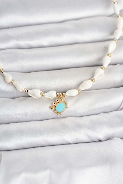 Inure Jewelry Natural Sea Shell Stringed Blue Crab Model Necklace