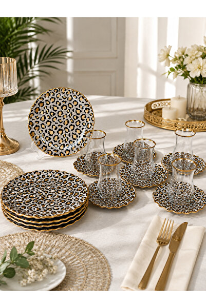 GÜRCÜGLASS Leopar 18 prç çay keyfi