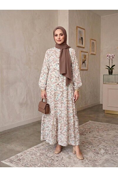 ECEYLÜL MODA Modal Pamuklu Çıtır Çiçek Desenli Tesettür Elbise - Salaş Kesim ...