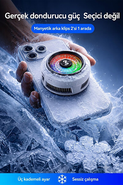 Memo CX20 iOS Android Soğutucu 20W Manyetik RGB Telefon Soğutucu –Anında Hızlı Soğutma,Sessiz Fan Soğutma