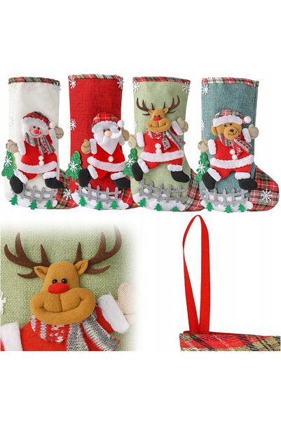 Korbi Set Sosete Cadouri, Korbi, 15x32 cm, design festiv, multicolor, 4 bucati