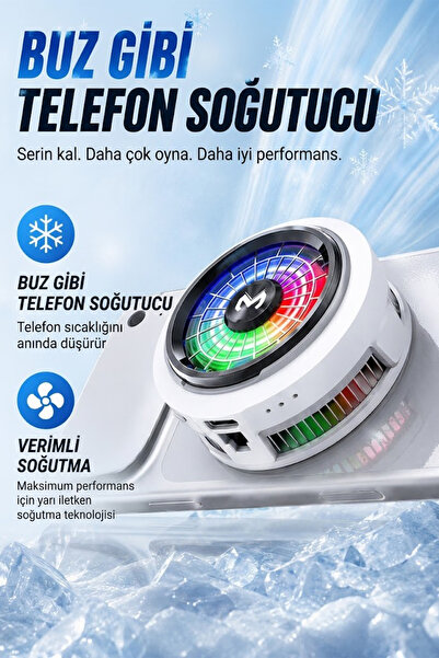 Memo CX20 iOS Android Soğutucu 20W Manyetik RGB Telefon Soğutucu –Anında Hızlı Soğutma,Sessiz Fan Soğutma