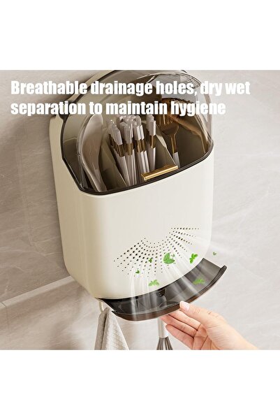 Arabest Cutlery Rack, Wall Mounted Chopstick Rack, Bathroom Drainage Tool Sto...