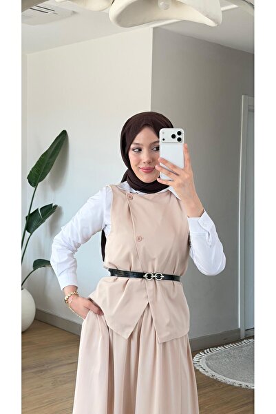 NİLNUR MODA Novi sezonski set ženske suknje i prsluka (sa pojasom kao poklon)