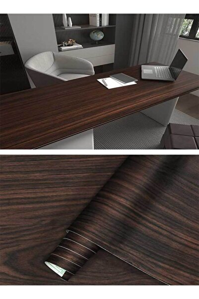 RAWAID 45CM×5M Dark Brown Walnut Wood Wallpaper Peel & Stick Waterproof Vinyl...