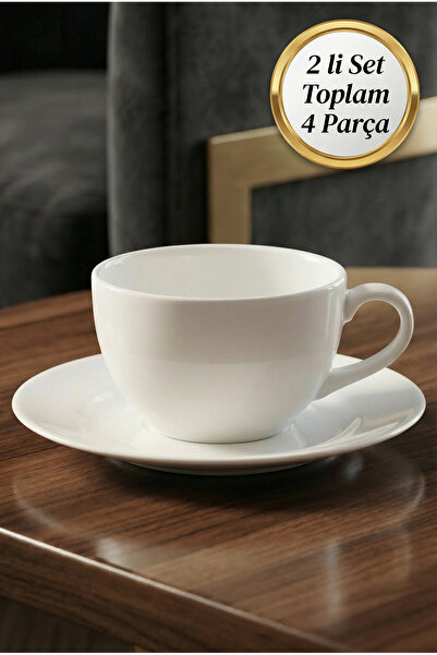 Bonna Porselen Ritaa Kahve Fincanı ve Tabağı 250 cc 4 Parça Cappuccino Espres...