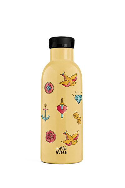 Mamawata Tattoo Pipetli Çocuk Termos Matara 470 ml Paslanmaz Çelik Sızdırmaz ...