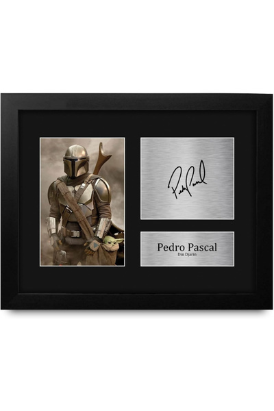 HWC Trading Pedro Pascal The Mandalorian Framed Gifts Printed Signed Autograp...