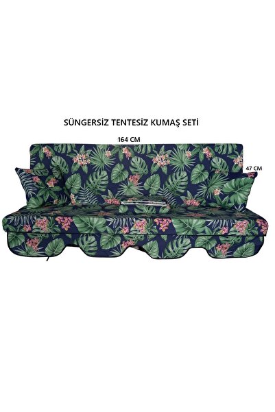 Mor Minder SÜNGERSİZ TENTESİZ SALINCAK KUMAŞ SETİ 3 KİŞİLİK 164x47 Cm Yeşil Y...