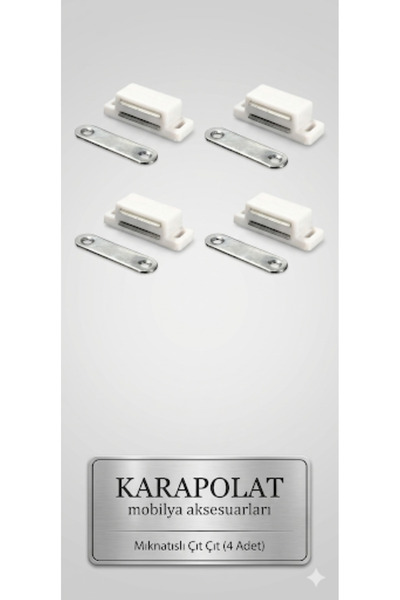 KARAPOLAT 4 Adet Mıknatıslı Çıt Çıt Pvc Sineklik Mobilya Dolap Kapak Tutucu (...