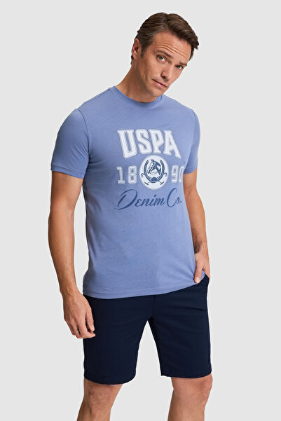 U.S. Polo Assn. تي شيرت إنديجو رجالي ذو قصة عادية وياقة دائرية 50327174-VR028