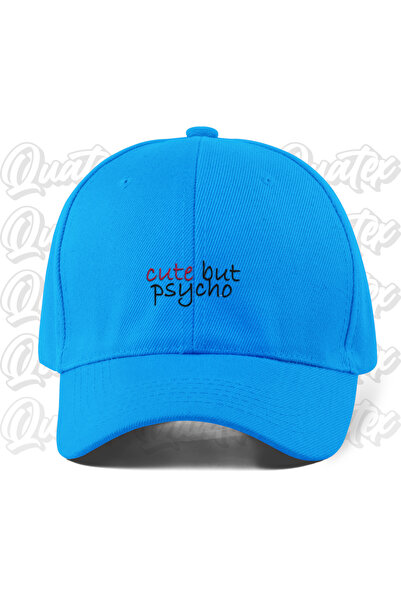 CapHub Cute but Psycho Embroidered Hat - Blue Color 100% Cotton Gabardine Uni...