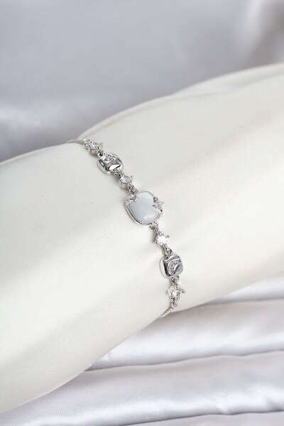 OGHAMAY Silver Color Brass Pearlescent Women's Bracelet with Elevator Design