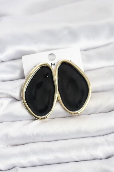 OGHAMAY Brass Black Enamel Drop Model Vintage Plate Women's Earrings