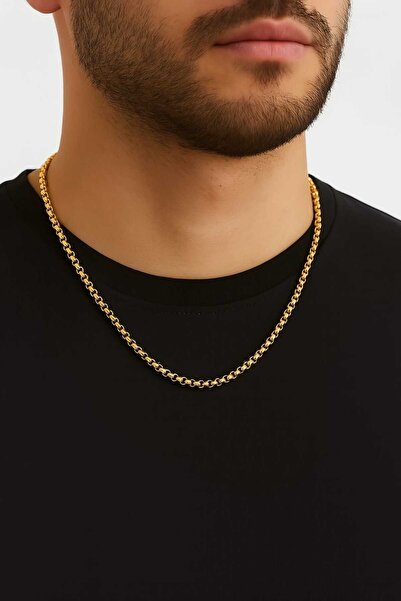 OGHAMAY Gold Color Interlocking Albanian Elevator Unisex Men's Steel Necklace...