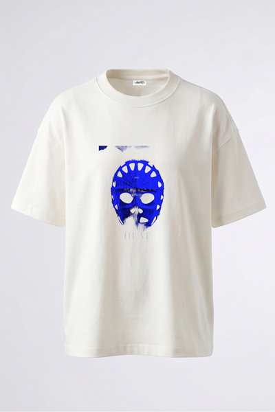 Anetos Tricou oversize alb din bumbac cu imprimeu pe spate Heat Mask Design