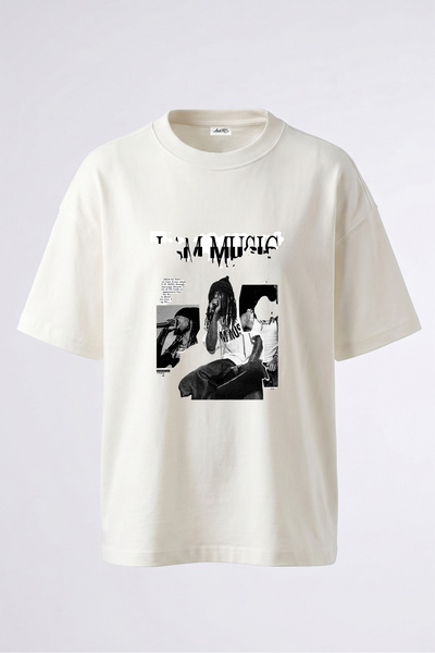 Anetos Playboi Carti dizajn, pamučna bela oversize majica sa štampanim leđima