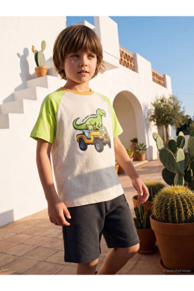 LC Waikiki Tricou pentru băieți cu imprimeu dinozaur