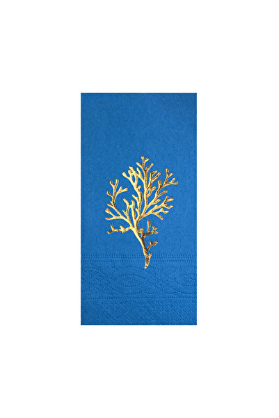 Story 33X33 cm Gold Foil Seaweed Marine Patterned 16-Piece 1/8 Fold Blue Colo...