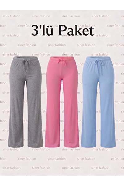 Siner Fashion 3 قطع من السراويل النسائية القطنية ذات الأرجل الواسعة للاستخدام...