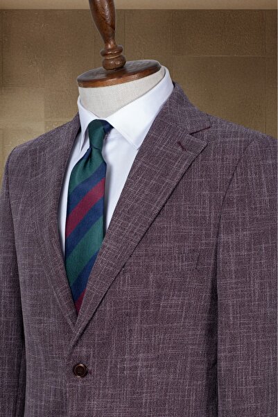 Sergio Ferraro Burgundy Textured Slim Fit Classic Men's Blazer Jacket