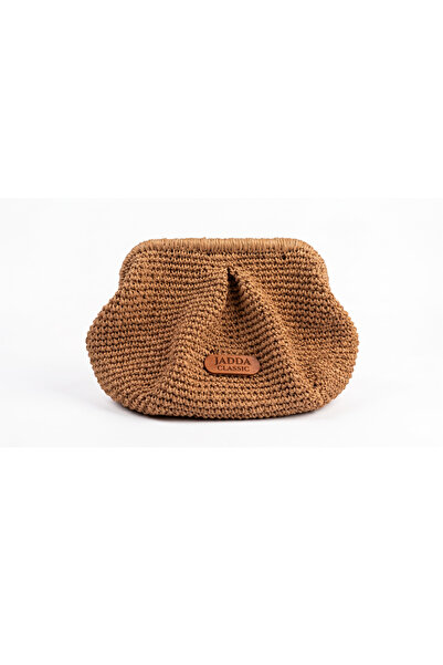 JADDA Handmade Daily Knitted Shoulder Bag Paper Rope Cinnamon Metal Hidden Burs