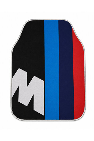 Noname BMW M Logolu Oto Paspas Seti (4’lü) Renkli Şeritli Universal Araç Halı...