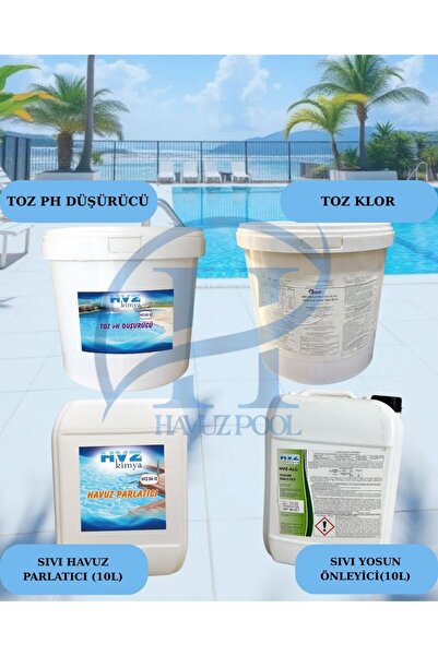 Hvz Kimya Havuz Bakım Seti ;Toz Klor %56 'lık (10 L) + Toz Ph Düşürücü (10 L)...