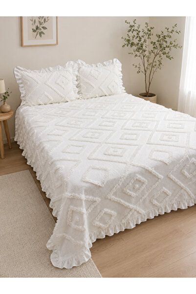 DOĞA EV TEKSTİLİ Doğanın Tüm Renkleri Nordic Duru 3-Piece Double Bedspread 24...