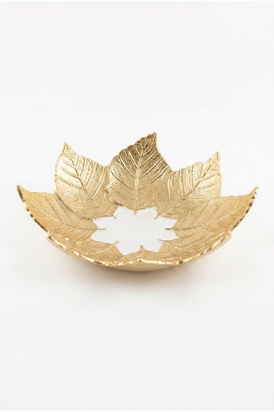 Sembol Cream Gold 8-Pronged Leaf Plate