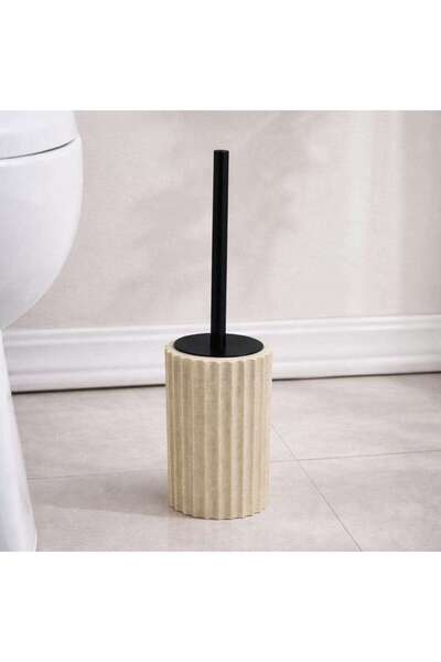 PAN HOME Florence Polyresin Toilet Brush Holder 9.4x9.4x15cm - Beige