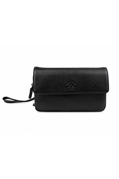 AlphaClub Bag Men's Brown Genuine Leather Multi-Compartment Wristlet Handbag ...