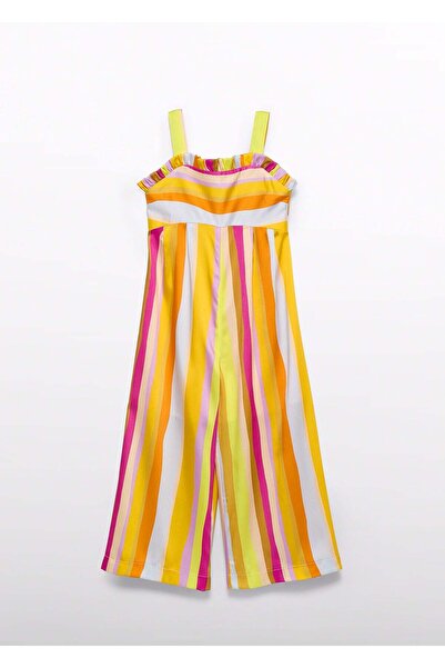 Abel & Lula Mayoral Abel Lula Girls' Striped Evening Dress Jumpsuit Orange