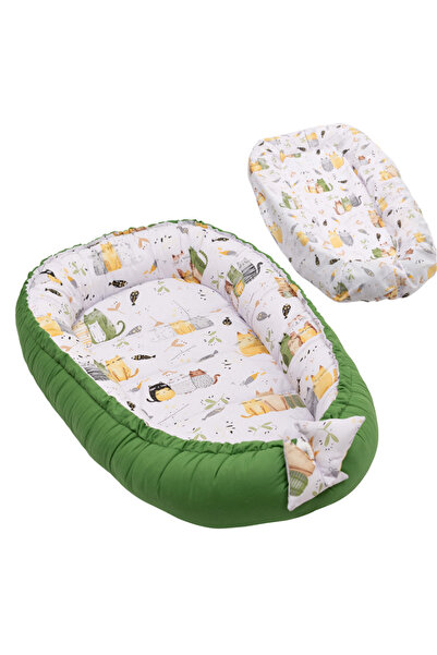 Kidizi Baby Nest cu husa detasabila din bumbac Wiskers – cosulet bebelus pent...