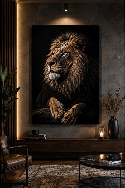 Elegant Aslan Dekoratif Cam Tablo