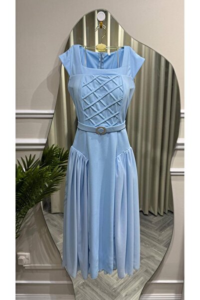 Mar style Sama Midi Dress with Corset Detail and Elegant Belt