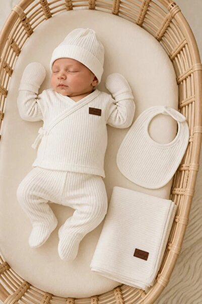 Tuğra Bebe طقم إصدار المستشفى للأطفال مكون من 7 قطع من القماش المنسوج، مع بطا...