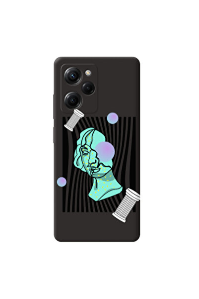 Other Xiaomi Poco X5 Pro Columns Black Colored Silicone TPU Θήκη