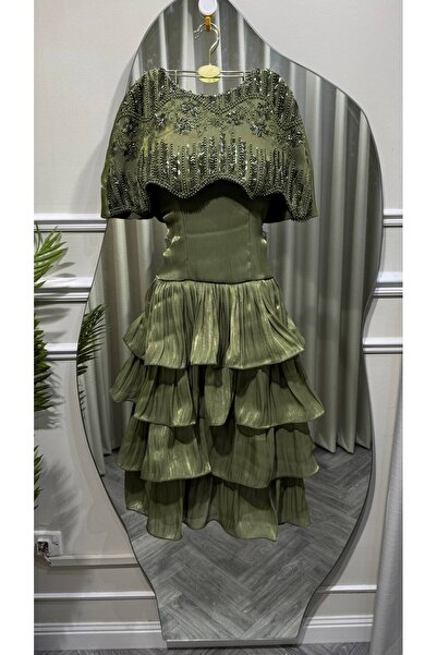 Jood Luxurious Embroidered Crinkle Dress with Ruffles