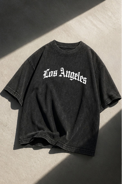 valeriae Πλενόμενο μπλουζάκι Oversize Unisex, Πλυμένο Vintage Street Style, Μ...