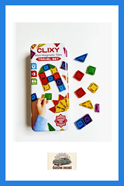 CLIXY Magnetic Tiles 64 Parça Manyetik Blok Travel set